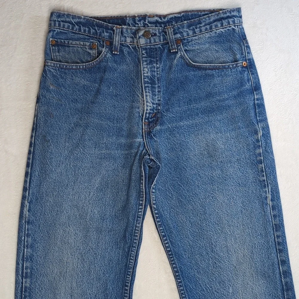 VTG Levis 505 Red Tab Straight Jeans Men 34x34 Faded Wash Wallet Made In USA Y2K